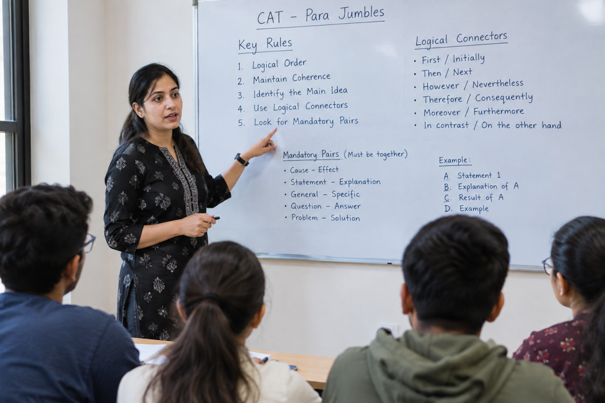 CAT para jumbles rules and mandatory pairs for sentence ordering practice